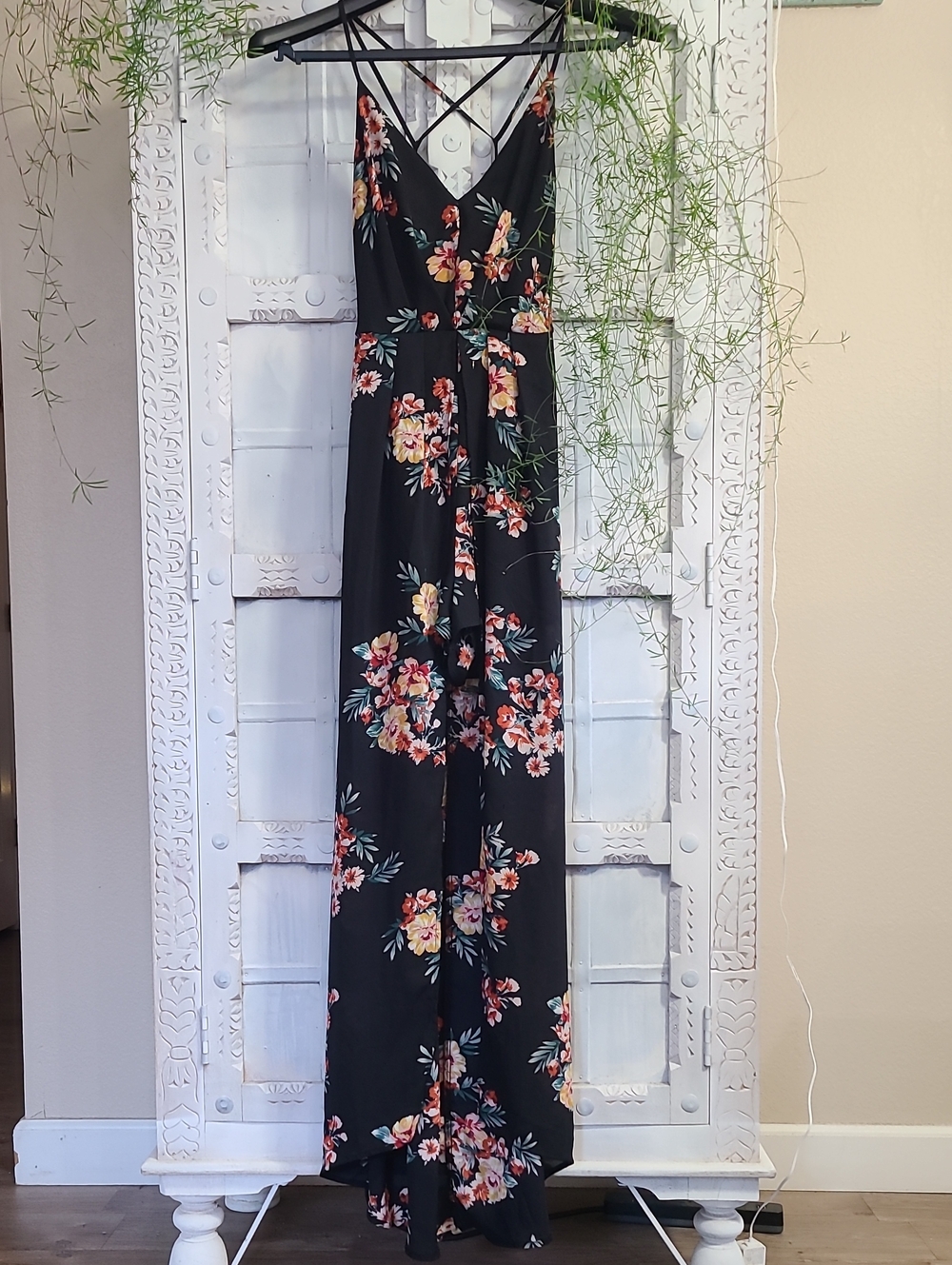 LUSH Black Floral Jumper with Long Skirt